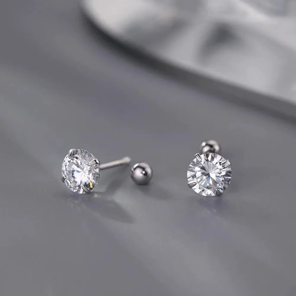 JH مويسانيتي 925 فضة قطع مستديرة وأقراط للنساء الرجال الخيوط أقراط بسيطة مويسانيتي الزركون غرامة مجوهرات