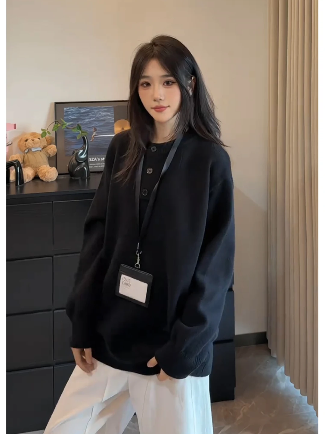 

Cleanfit Bla Knitted Henley Ne Sweater Men's Autumn Winter Base Layer irt American Lazy Sle Top Casual Loose Fit