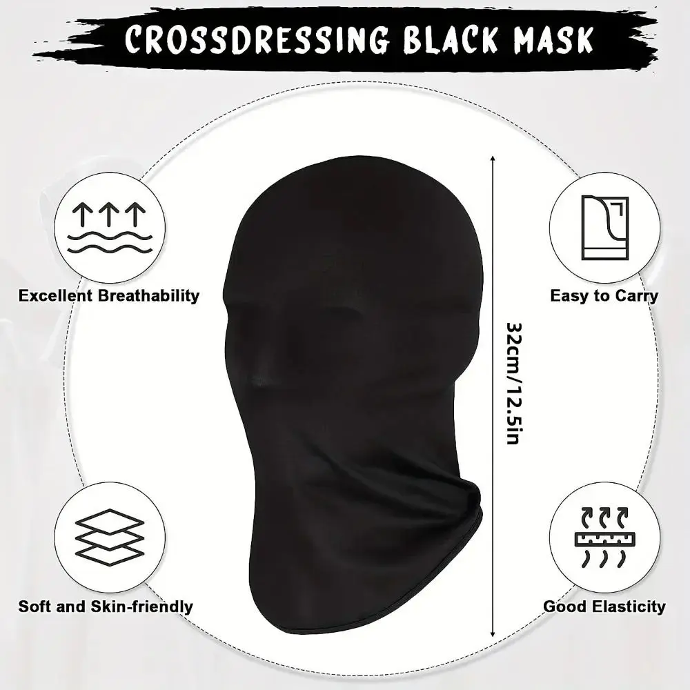 2pcs Hood Cosplay Halloween Costumes Spandex Full Mask Adult Ghost Festival Props Party Carnival Dress Up Accessories Decoration