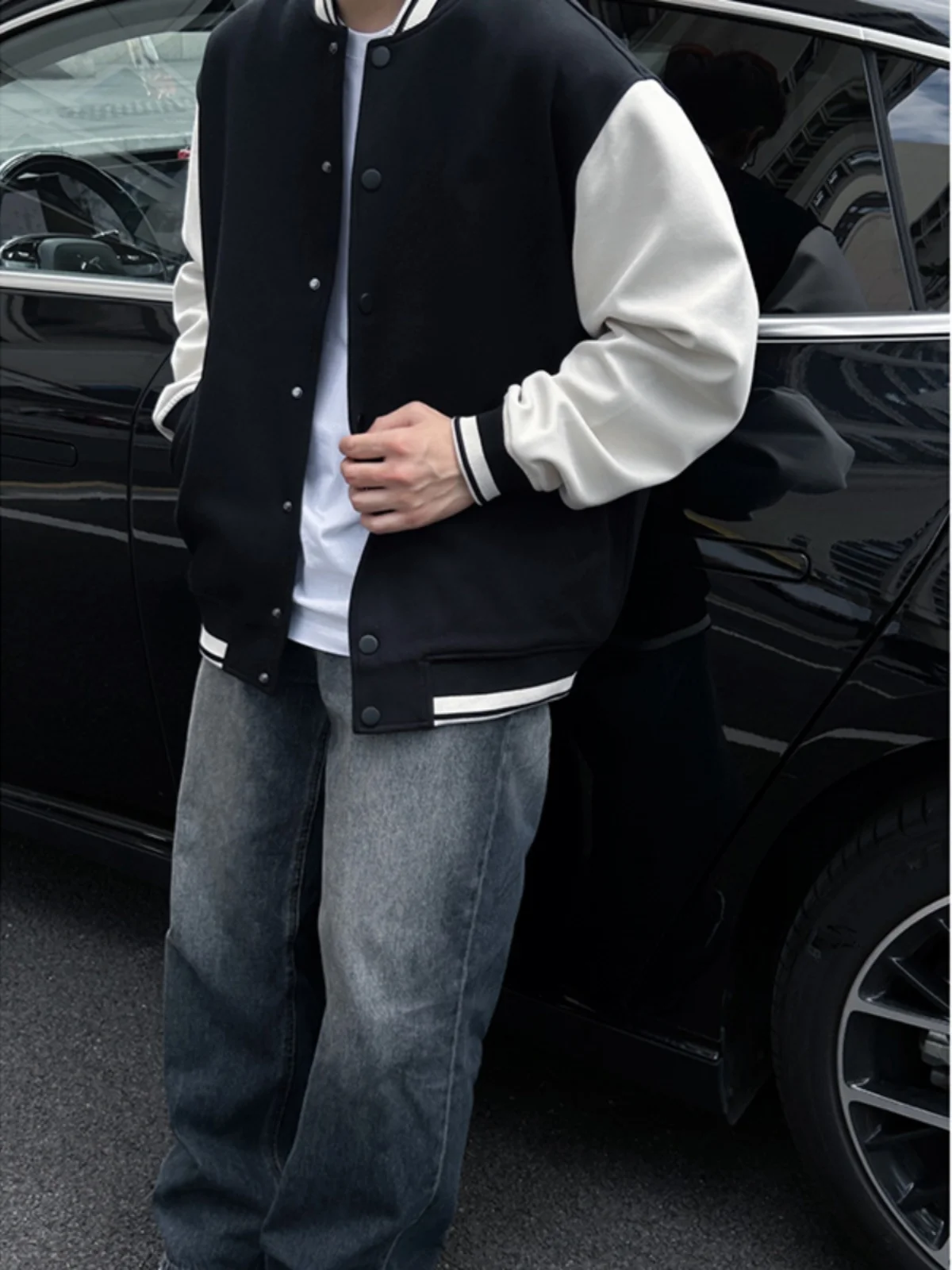 

Мужская модная толстовка-кардиган Bla White с воротником в стиле пэчворк, плотная, на молнии, осенняя, в стиле пилотской куртки