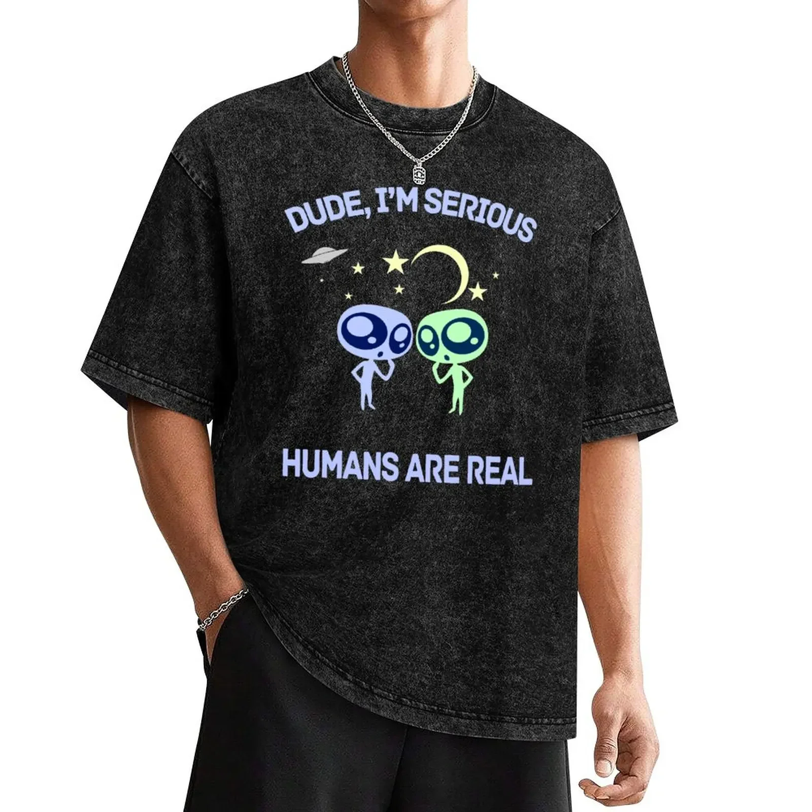 

Alien UFO Humans Are Real T-Shirt oversized graphic tee customs anime shirts men