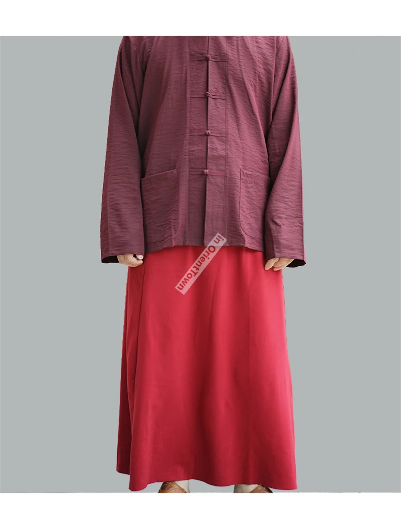 Tibetan Monk Spring Autumn Thin Breathable Shirt Top Tibet Lama Summer Long Sleeve Clothing Chinese Style Buttons Tang Suit
