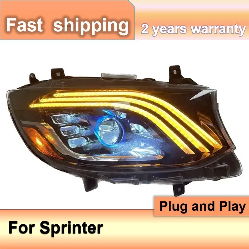 Car Accessories for Mercedes Sprinter Headlamp Set 2018-2022 Benz Sprinter Headlight DRL Turn Signal High Beam Projector Lens