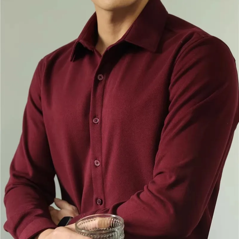 Autumn and winter new thickened brushed warm woolen long-sleeve shirt for men, high quality.M-4XL