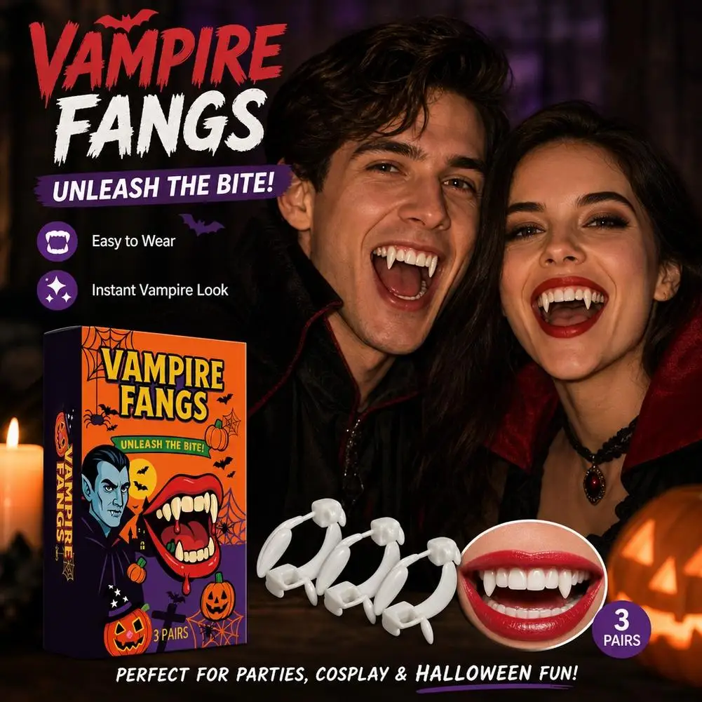 Vampire teeth, fangs, Halloween style simulation, three-dimensional lightweight and comfortable, suitable for multiple occasions