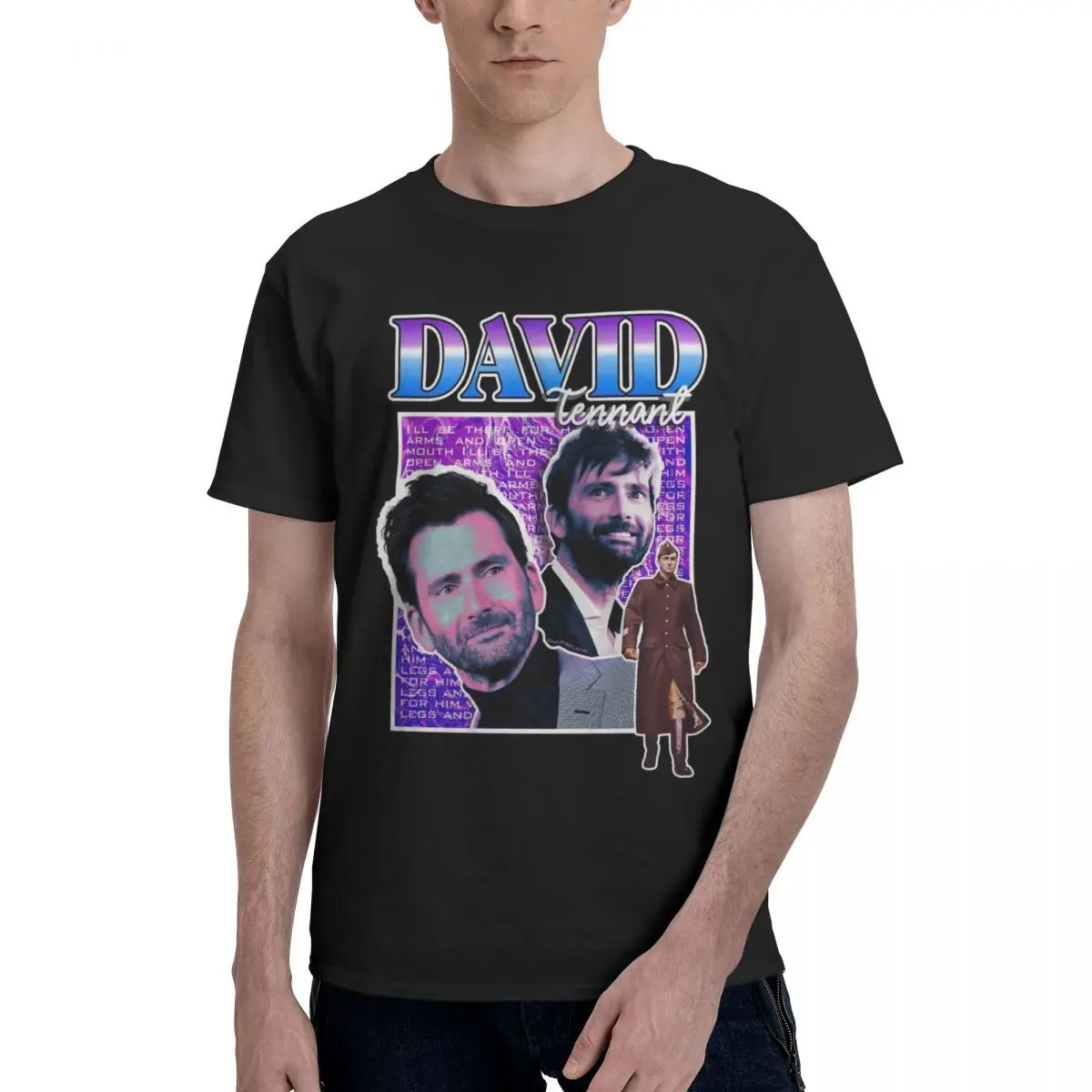 David Tennants Street Style Collage T Shirts for Men 100% Cotton Crazy T-Shirts Crewneck Tee Shirt Short Sleeve Clothing Summer