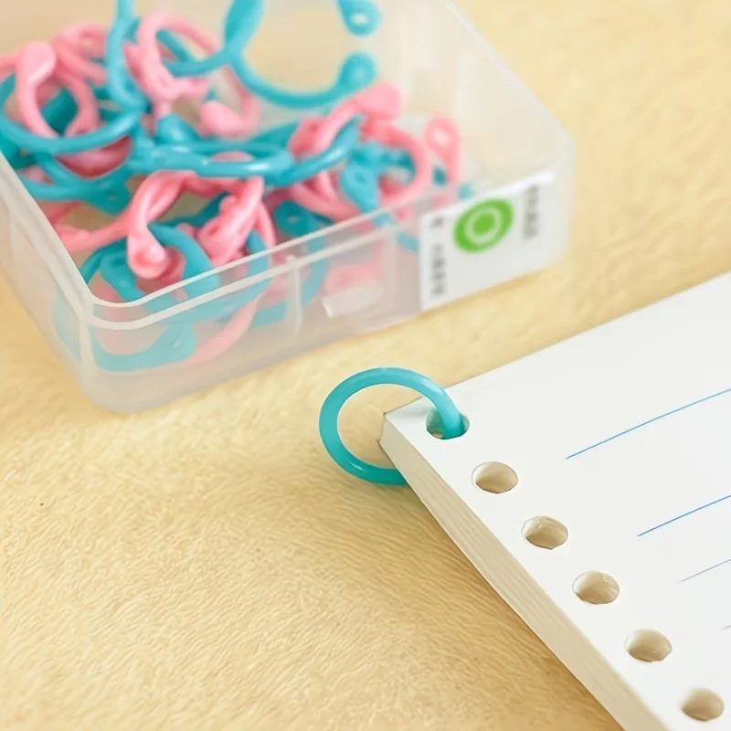50 PCS Multi-Color Flexible Plastic Binder Loose-Leaf Rings, for Cards, Document Stacks & Swatches Organization, School, Home