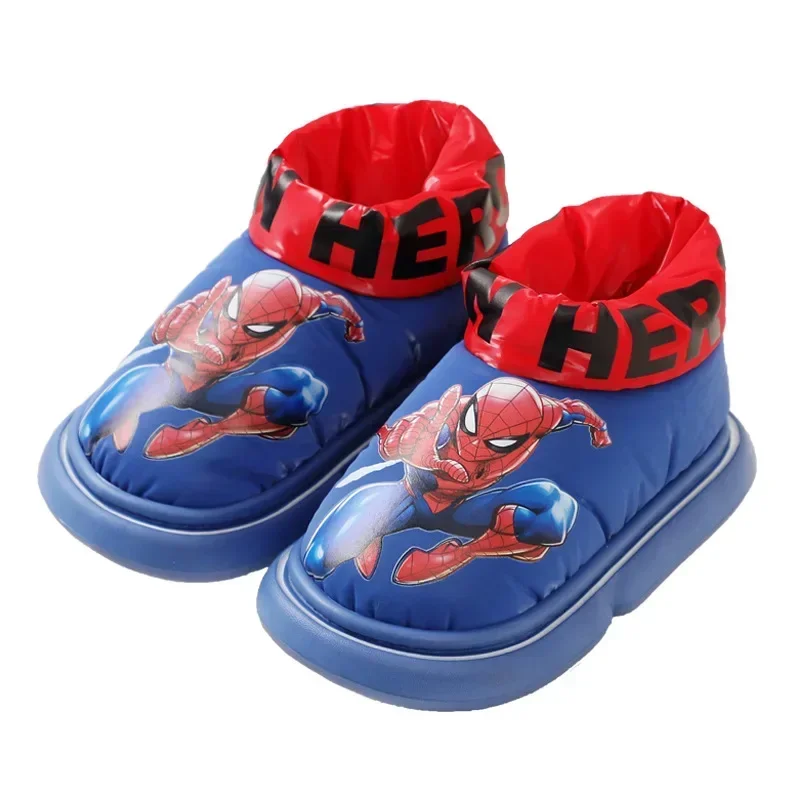 Disney zimowe dziecięce buty śniegowe Spider-Man z nadrukiem grube antypoślizgowe ciepłe modne kostki Outdoor dziewczęce chłopięce dziecięce buty