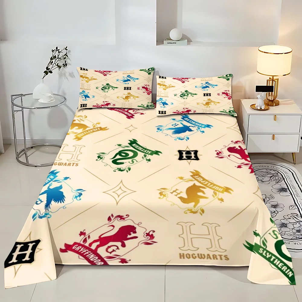 Bedding Set Adult Children Bed Sheet With Harry Potter Hogwarts Pillowcase Droop Full Encirclement Mattress Cover Four Seasons