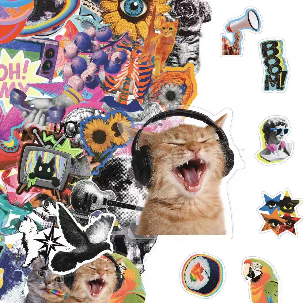 50 Stück Millennium Pop Style PET Graffiti-Aufkleber Retro Amerikanische Lustige Elemente DIY Spielzeug für Telefon Reisetasche Ästhetische Aufkleber