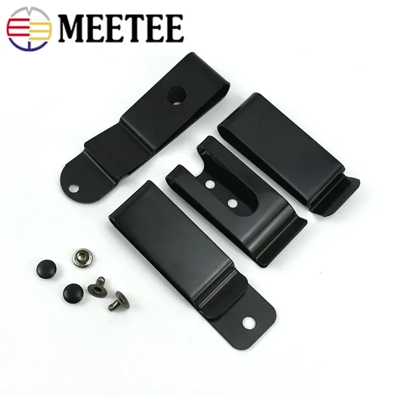 5/10Pcs Black Metal Spring Buckles Belt Holster Sheath Clip Clasp Wallet Key Hook DIY Waist Clips Loop Screw Double Holes Buckle