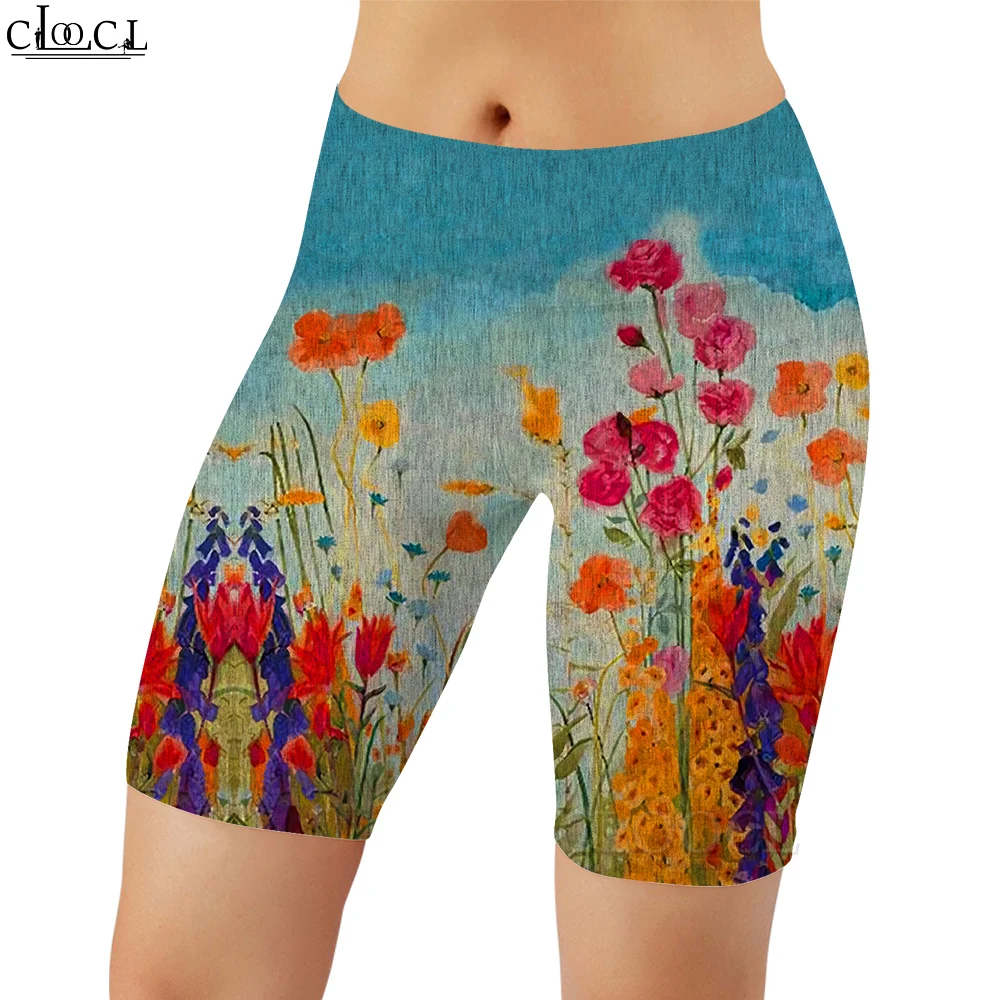 CLOOCL Women Legging Purple Lavender 3D Pattern Printed Shorts for Female Sexy Sweatpants High Waist Leggings Vintage Style