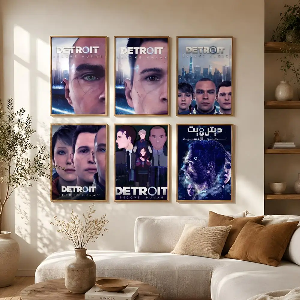 Game Detroit Become Human Poster Self-Adhesive HD Mural Wall Decals, Living Room Bedroom Home Decor Gift