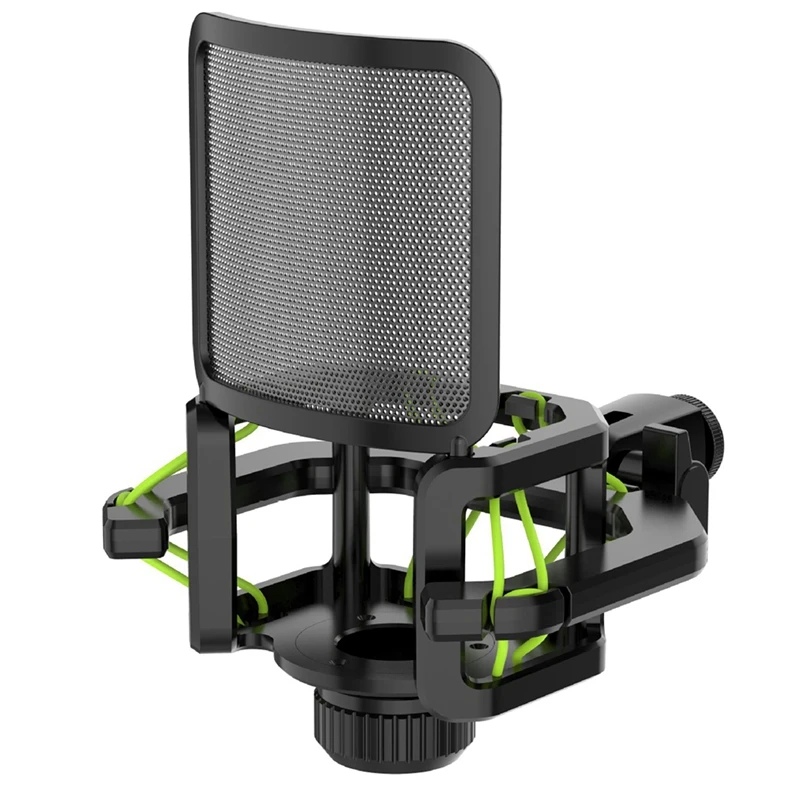 Microphone Shock Mount With Microphone Filter Windscreen Reduce Noise Anti Vibration Screen Stable Easy Install