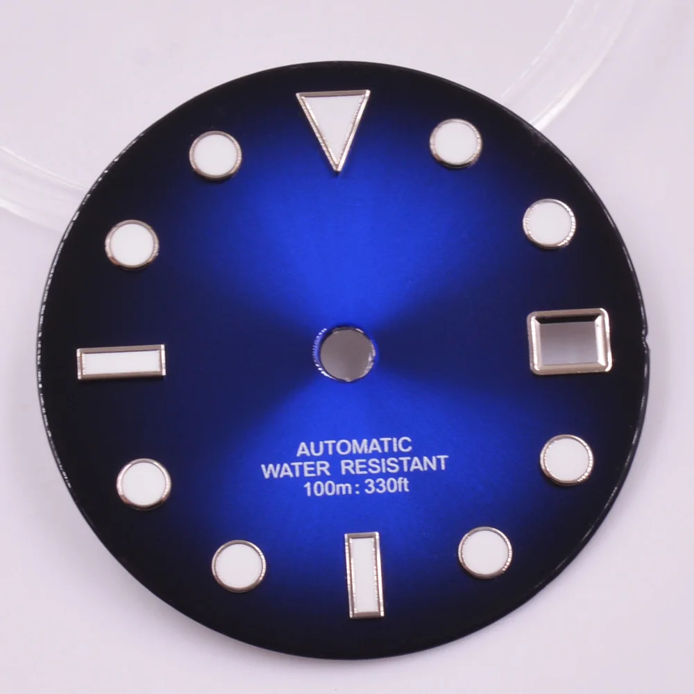 29mm Blue/Red/Yellow/Green Watch Dial Green luminous Fit NH35 NH36 Movement Watch Accessories Sterile Dial