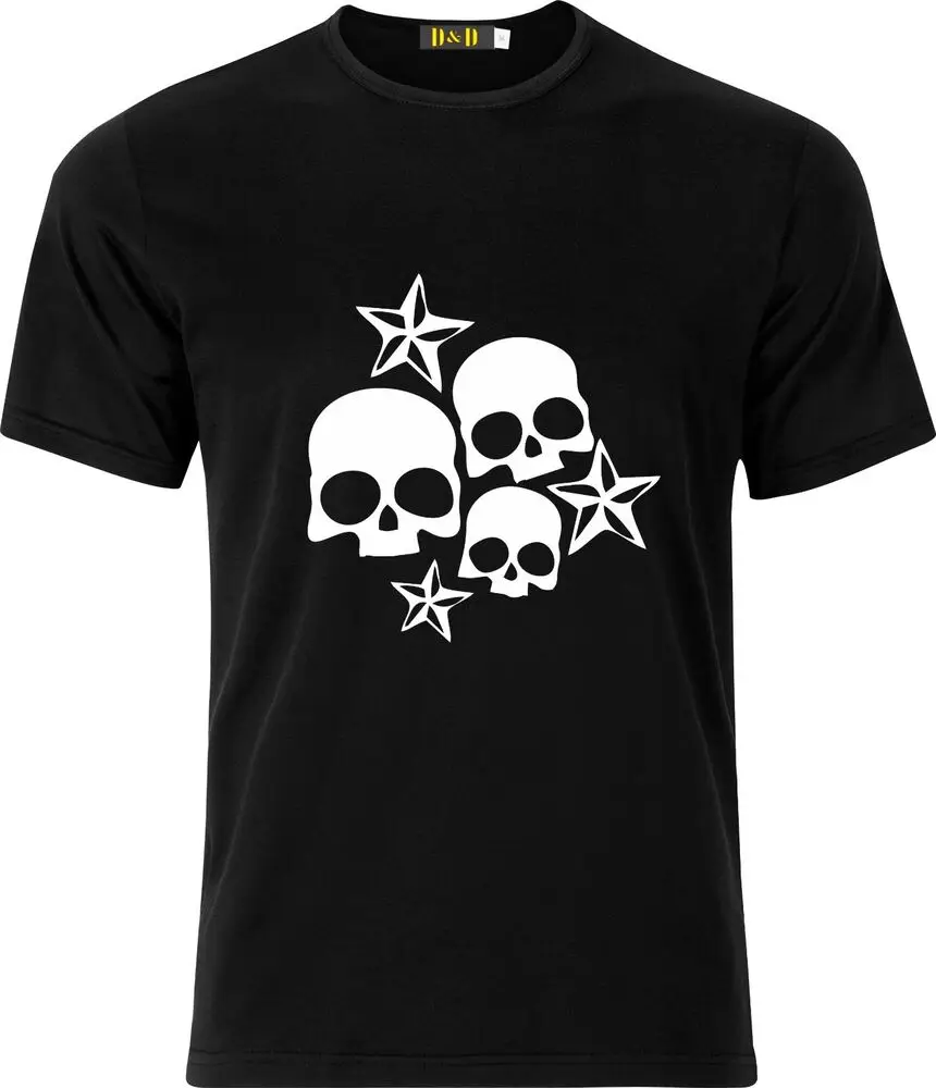 TRIPPLE SKULLS AND STARS FUNNY GIFT PRESENT COTTON T SHIRT  High Quality 100%Cotton Short Sleeve