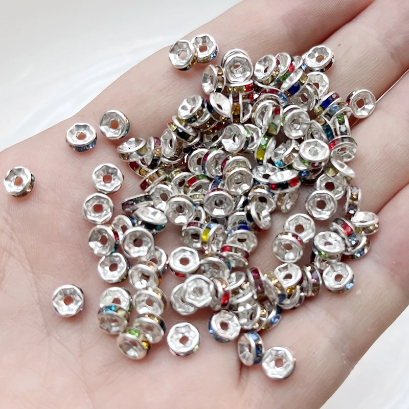 50pcs  CCB gold /silver inlaid multicolored diamond partition beads jewelry bracelets necklaces homemade accessories loose beads