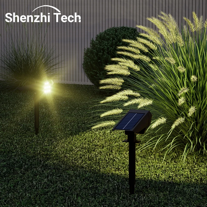 10 Focos Solares LED Blanco Frío, Luces de Paisaje para Exteriores, Focos Solares Ajustables para Jardín y Patio
