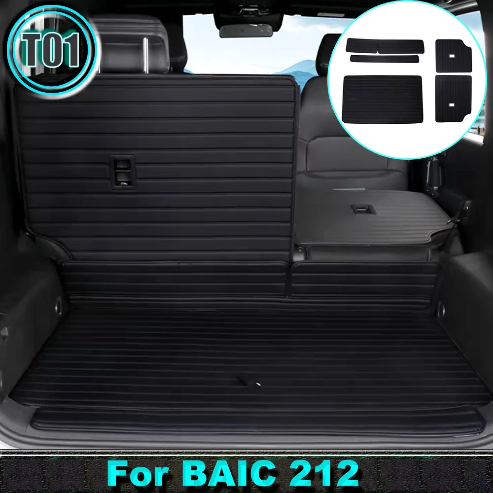 For BAIC 212 T01 2024-2026 Car Trunk Liner Split Design Leather Cargo Mat Anti-scratch Waterproof Rear Boot Protector