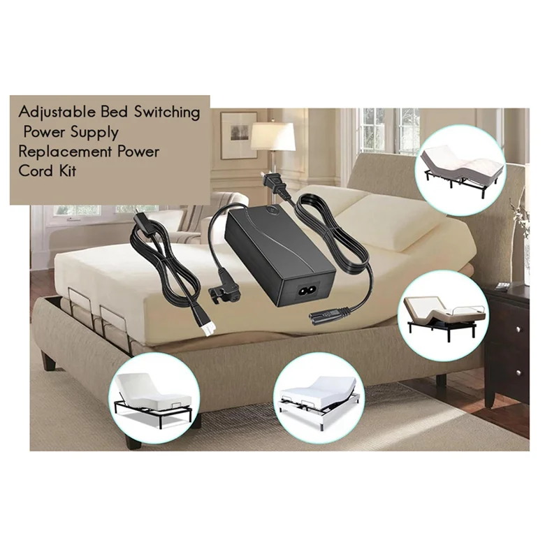 A76K 2X Adjustable Bed Base Power Supply Adapter,Electric Bed Power Supply Replacement Power Cord Kit US Plug