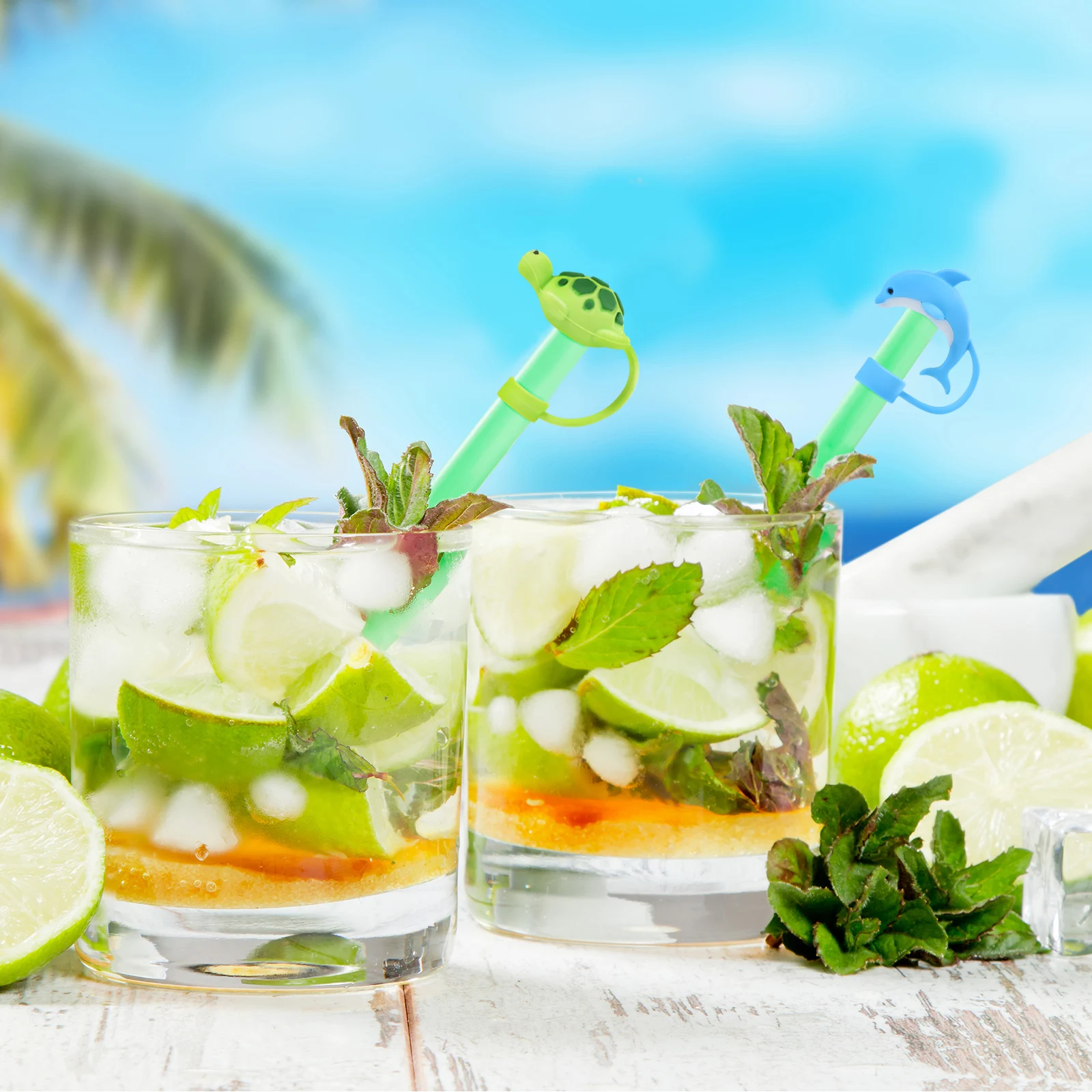 

6Pcs Silicone Straw Toppers Cute Animal Cover Caps Compatible with 10mm Straws Reusable Drinking Straw Protectors