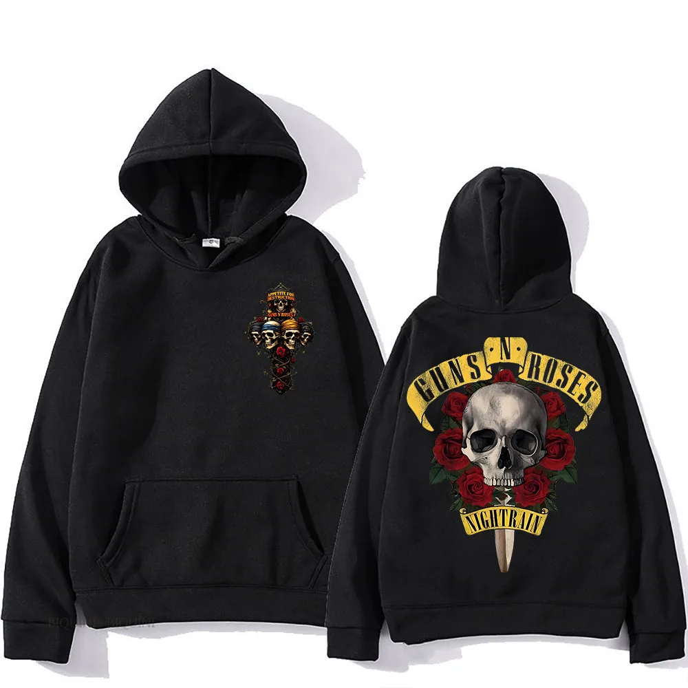 Guns N Roses Hooded Anime Print Hip Hop Grunge Sweatshirt Camiseta Hombre Fleece Soft Clothing Funko Pop Casual Punk Pullovers