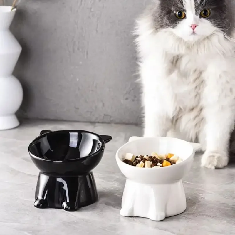 Large Capacity Cat Bowl Neck Protection Cat Food Bowl Slanted Mouth High Feet Chin Protection Anti Overturning Pet Bowl