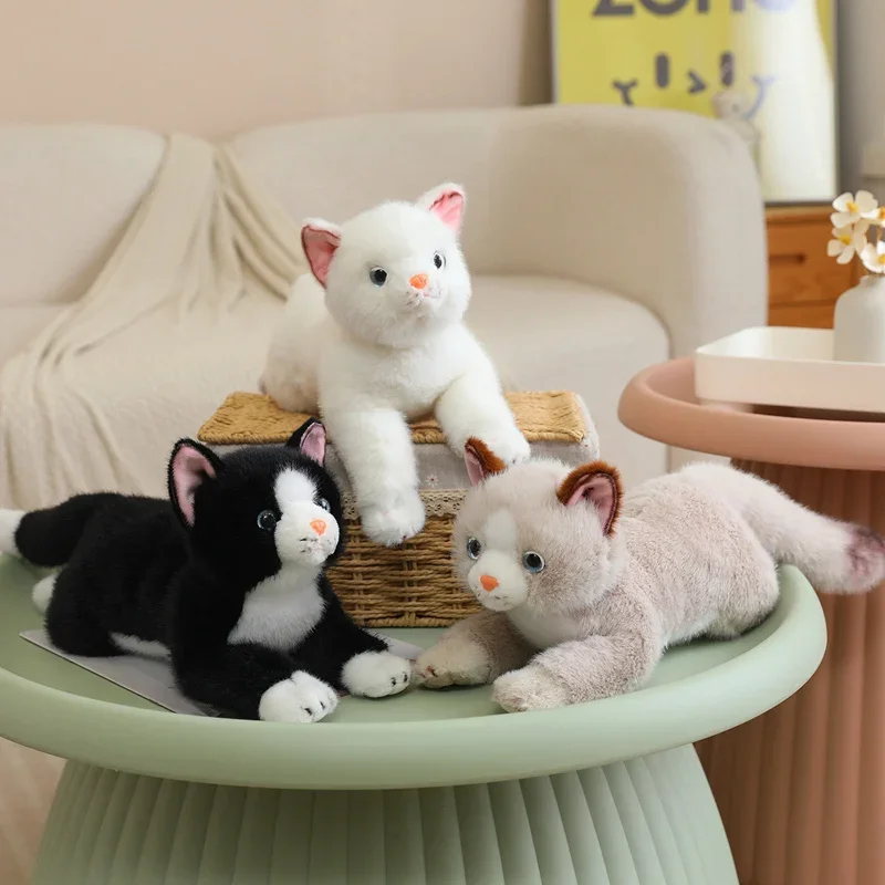 Plush Toy Persian Cat with Long Fluffy Fur and Flat Lying Pose for Cozy Sofa Basket or Living Room Accent Animal Admirer