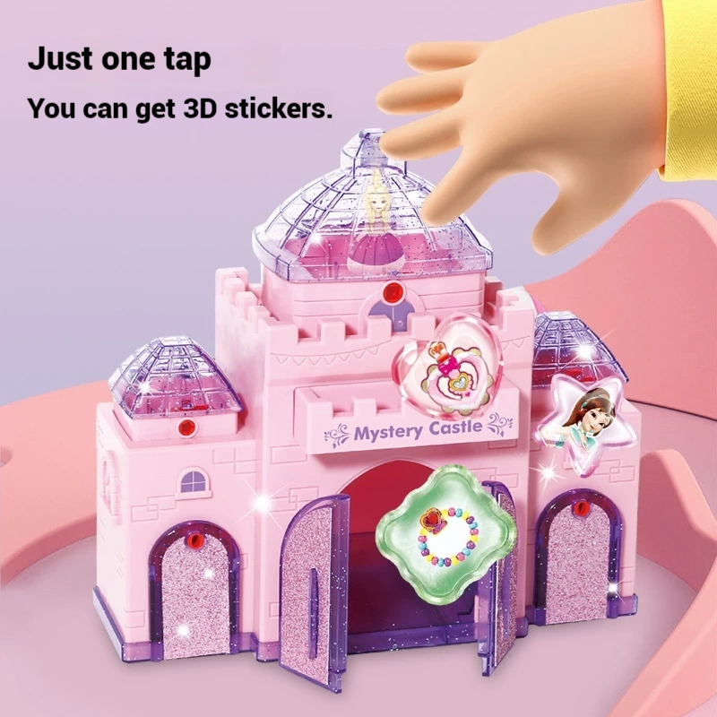 Autocollant mignon 3D château magique, série princesse douce adrengirl, bricolage, poitrine de sagesse rose, dessin animé, jouet mignon, nouveau