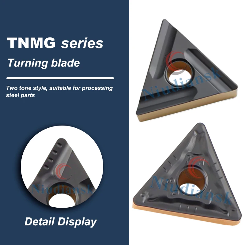 Insertos de torneado CNC TNMG160404R-VF LF9218 herramienta de torneado externo R/L-VF R/L-S CQ PM HQ CM TM tipo ranura insertos triangulares de dos tonos