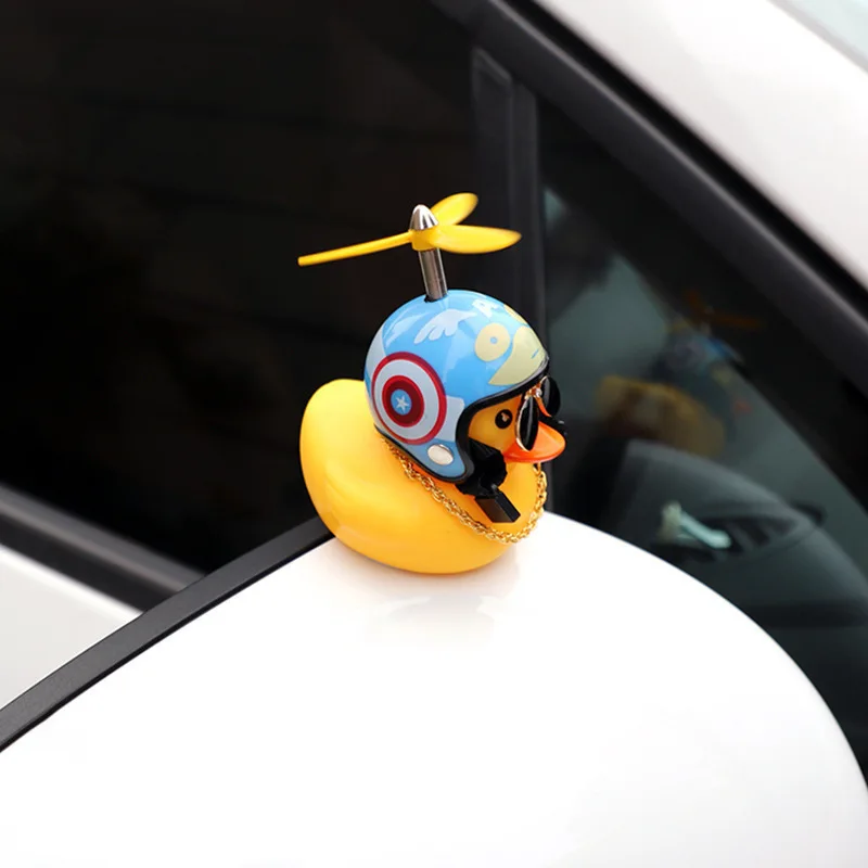 Car Goods Gift Broken Wind Helmet Small Yellow Duck Car Decoration Accessories Wind-breaking Wave-breaking Duck Cycling Decor