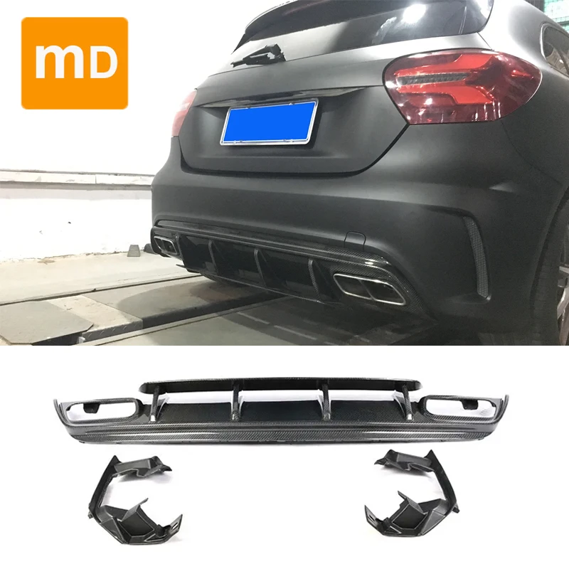 For Mercedes Benz W176 A45 A250 AMG Style 2013 - 2018 Carbon Fiber Rear Bumper Diffuser Spoiler Body Kit Cover Trim Upgrade