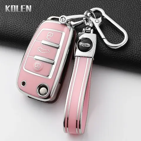 For Audi A1 A3 A4 8P 8L 8V A5 B6 B7 A6 A7 C5 C6 Q3 Q5 Q7 4F S3 S4 S6 RS3 Fashion TPU Car Flip Key Case Cover Protector Keychain
