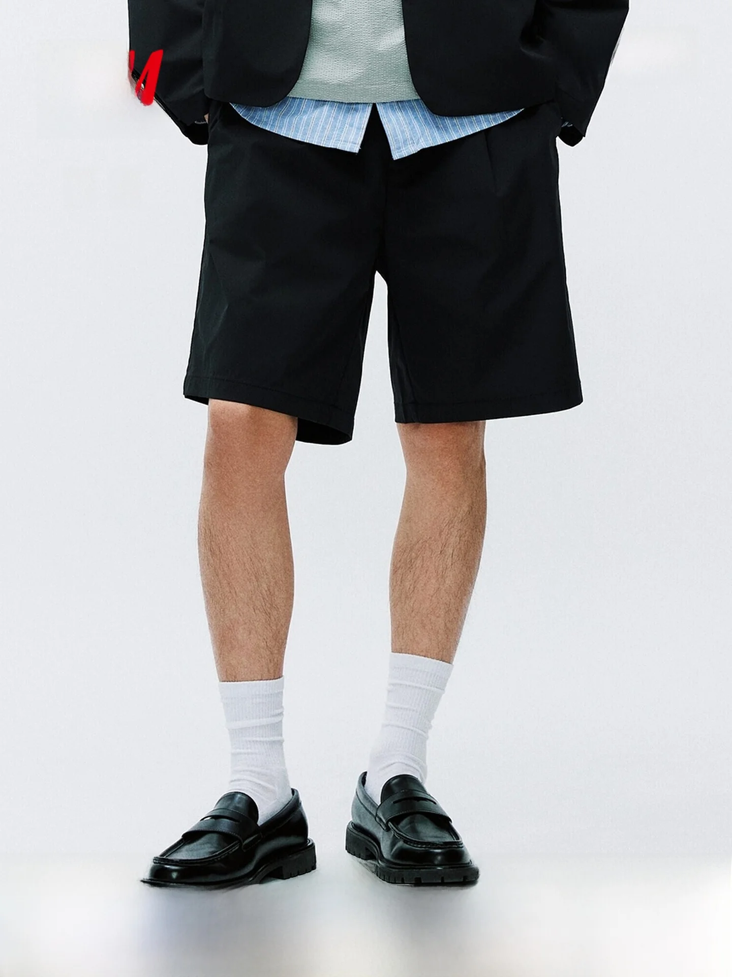 H&M Men's Fashionable Soft Woven Shorts Summer 2026 Loose Fit Commuter Casual Pants Polyester Fiber 100% Spring 