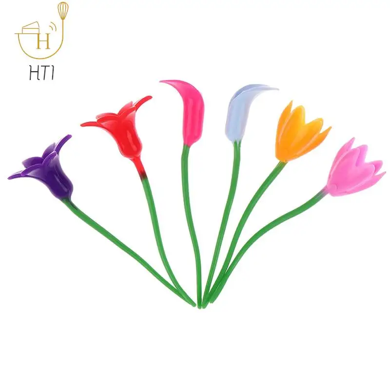 6pcs Flowers Wine Cup Marker Silicone Label Party Dedicated Glass Cup Recognizer Tools for Wine Glass (Random)