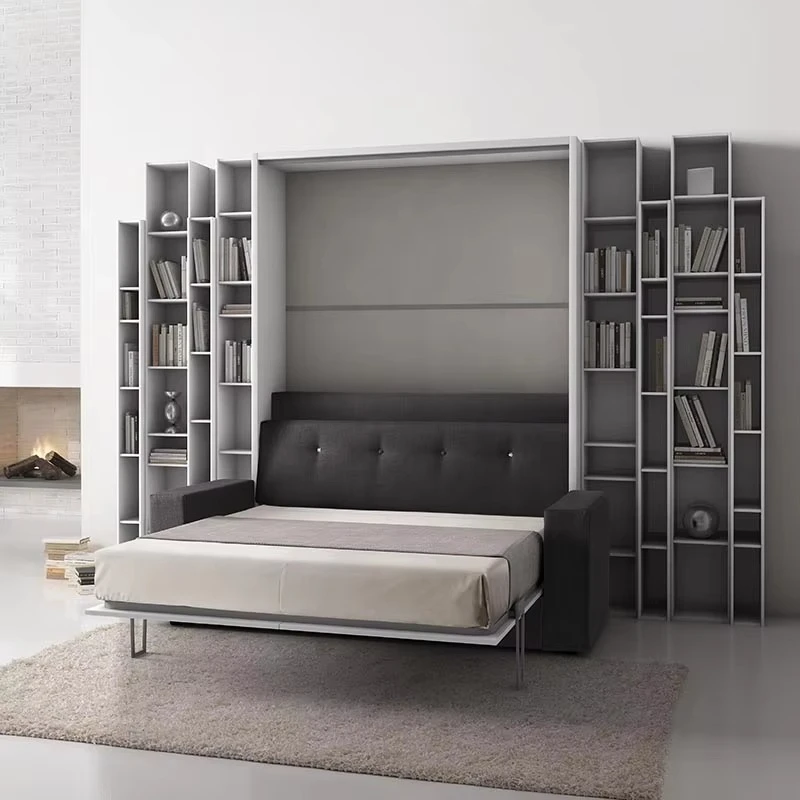 

Simple style, suitable for all apartment types, convenient space saving wall bed with bookshelf folding bed