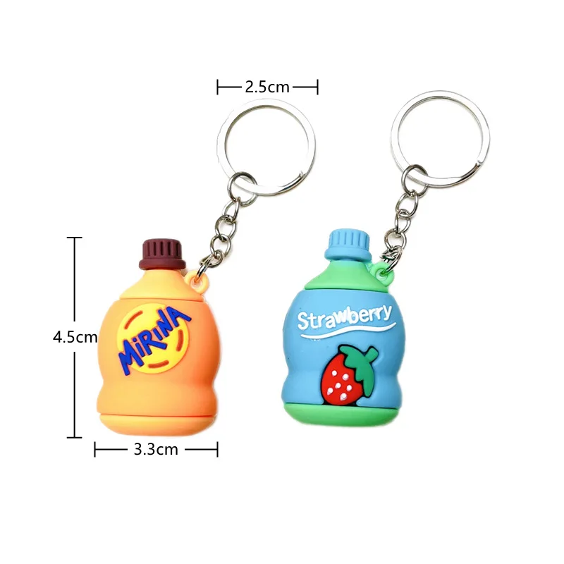 Cute Cola Bottle Keychain Men Women Beverage Bottle Keyring Couples Cool Backpack Decor Jewelry Car Key Accessories Pendant