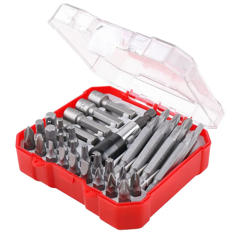 34PCS Socket Drill Bit Set Magnetic Screwdriver Bit Sleeve Set 60mm Conversion Rod Drill Driver Tool Accessories with Case