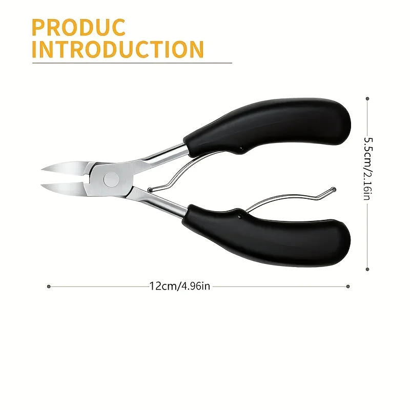 مجموعة مقصات أظافر احترافية من الفولاذ المقاوم للصدأ مكونة من قطعة واحدة، مقبض مريح مانع للانزلاق، متضمن ملف أظافر، تشذيب أظافر القدم الغارزة