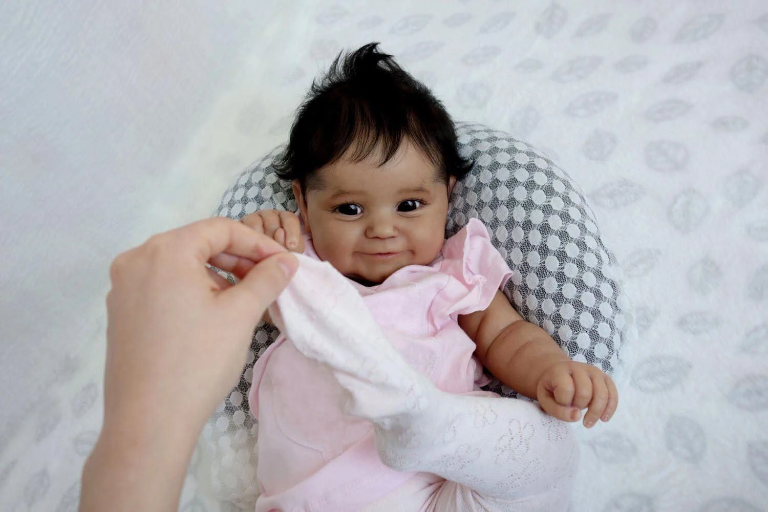 50cm Maddie Reborn Baby Toddler Popular Girl Doll  Rooted Brown Hair Black Skin Soft Cuddle Body High Quality Silicone Doll