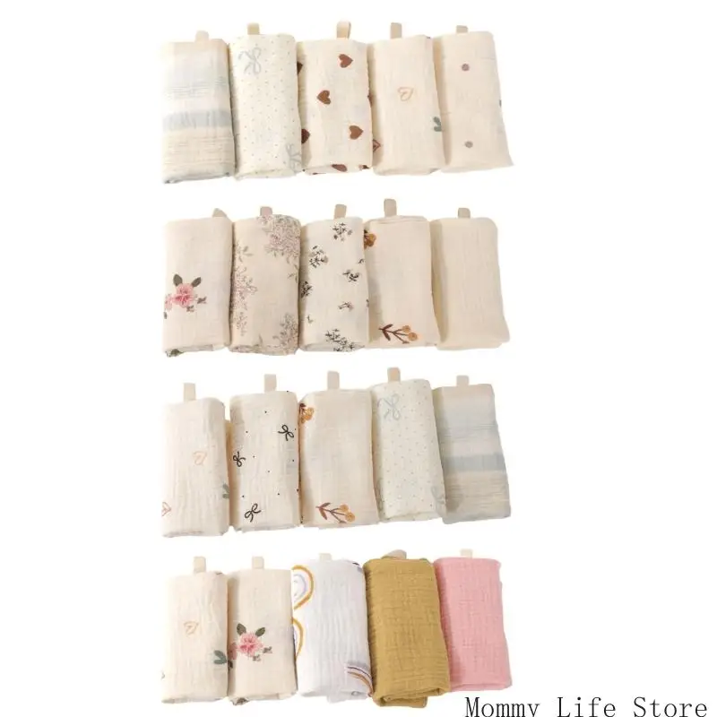 

5 Pieces Infant Baby Nursing Bibs Cotton Burp Cloths Reusable Face Towels Soft Absorbent Saliva Towel for Daily Use