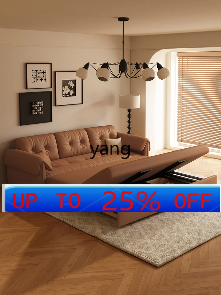 

LMM retro style folding sofa bed integrated dual-purpose small apartment living room cat claw leather pull-out bed