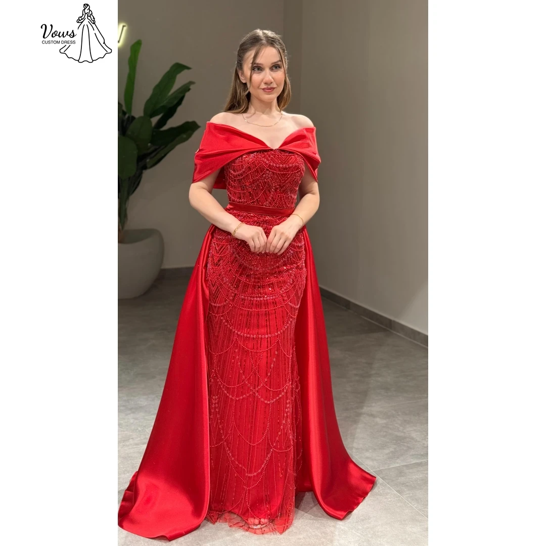 

Vows Bead Embroidery Elegant Dresses for Woman Luxury Evening Dresses 2025 Fishtail Skirt Luxury Party Dress Custom Made Shawl