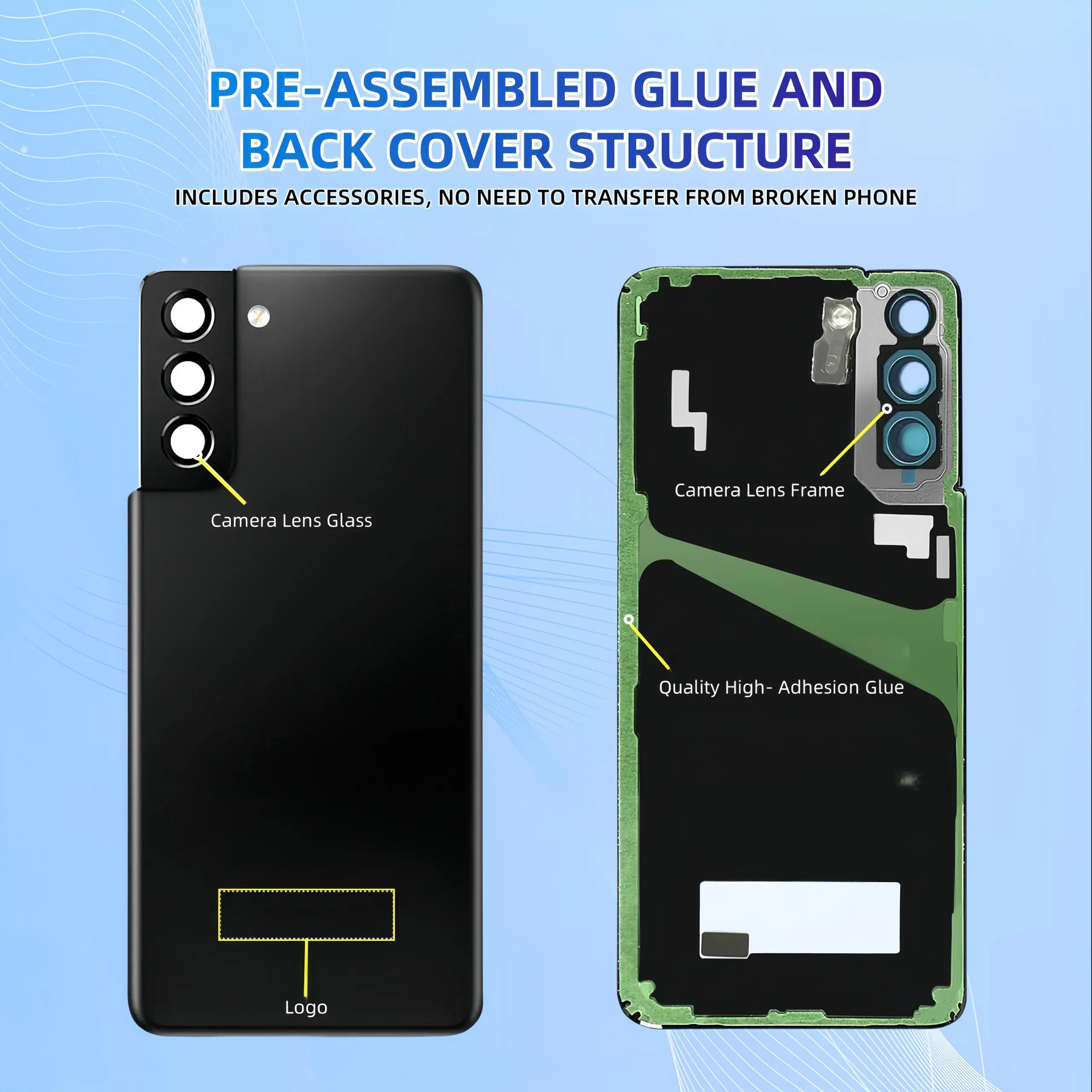 

Для Samsung Galaxy S21Plus задняя крышка аккумулятора стеклянная задняя крышка корпуса сменный чехол с объективом камеры для Galaxy S21Plus