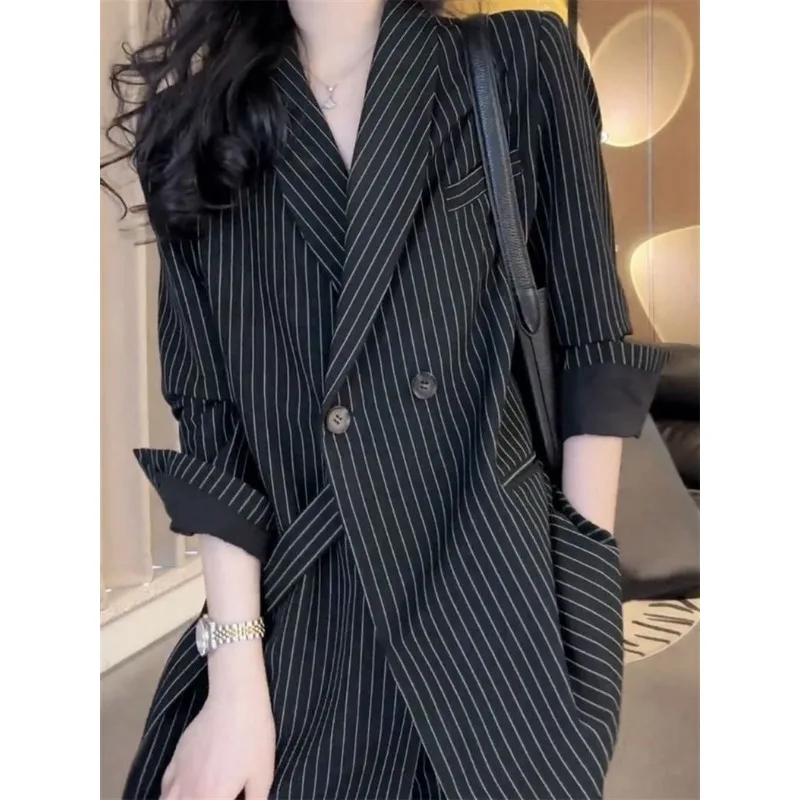 

Striped Contrast Color Women's Long Sleeve Button Cardigan Lapel Casual Commuting Formal Fashion Top