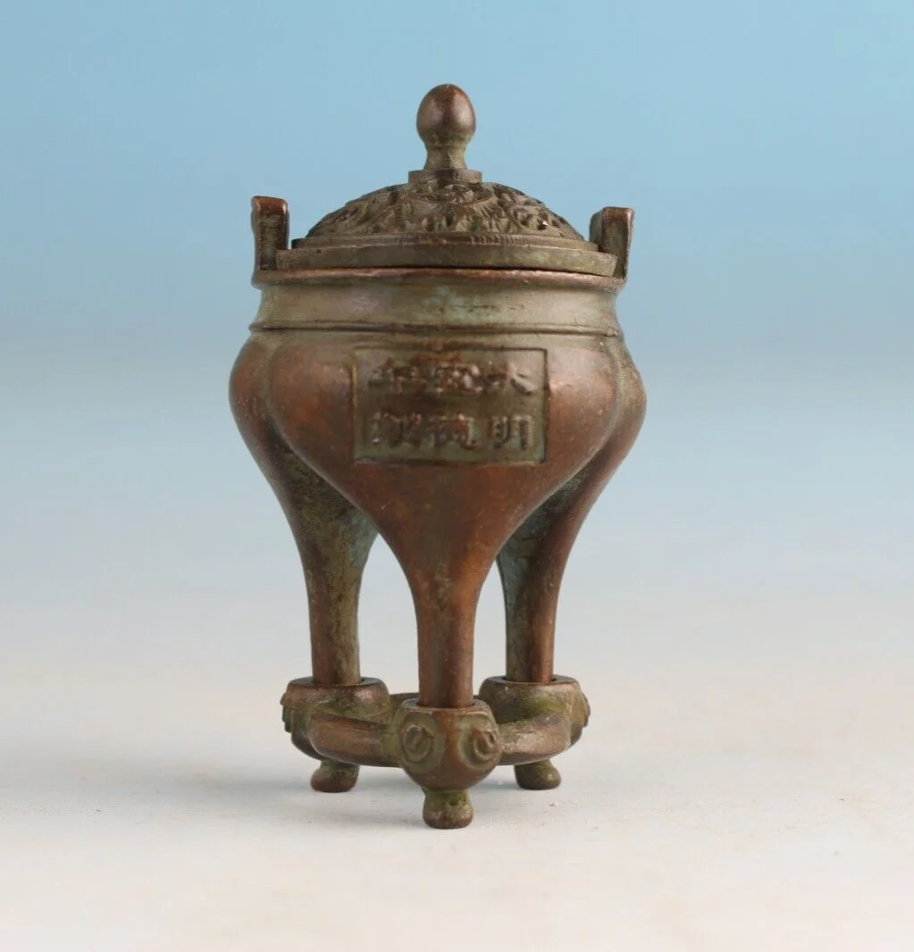 chinese bronze incense burner figure statue collectable hand piece