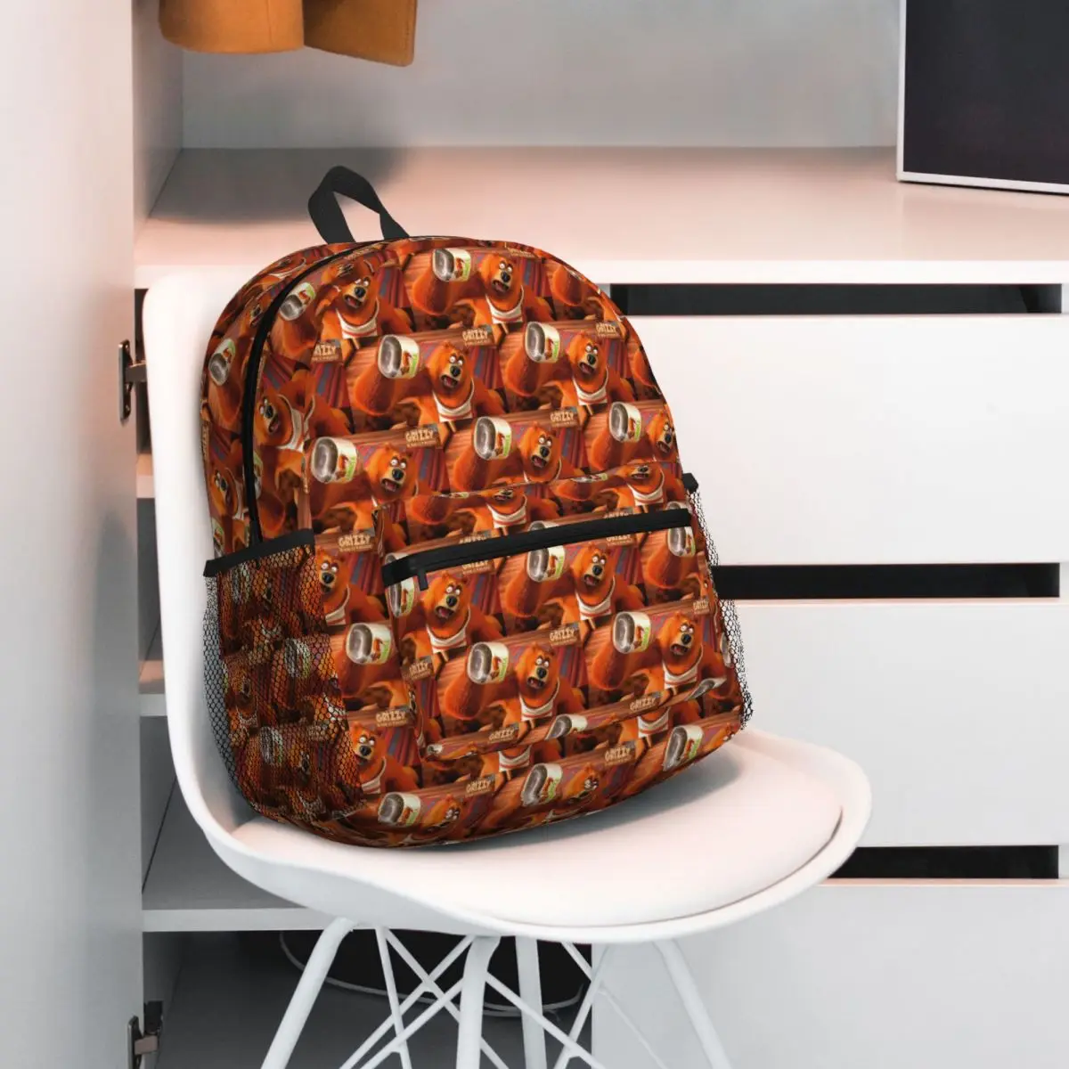 

Cartoon Grizzy And Les Lemmings Student Backpack School Bag Hiking Travel Daypack for Boys Girls Fashion Bookbag Shoulder Bags