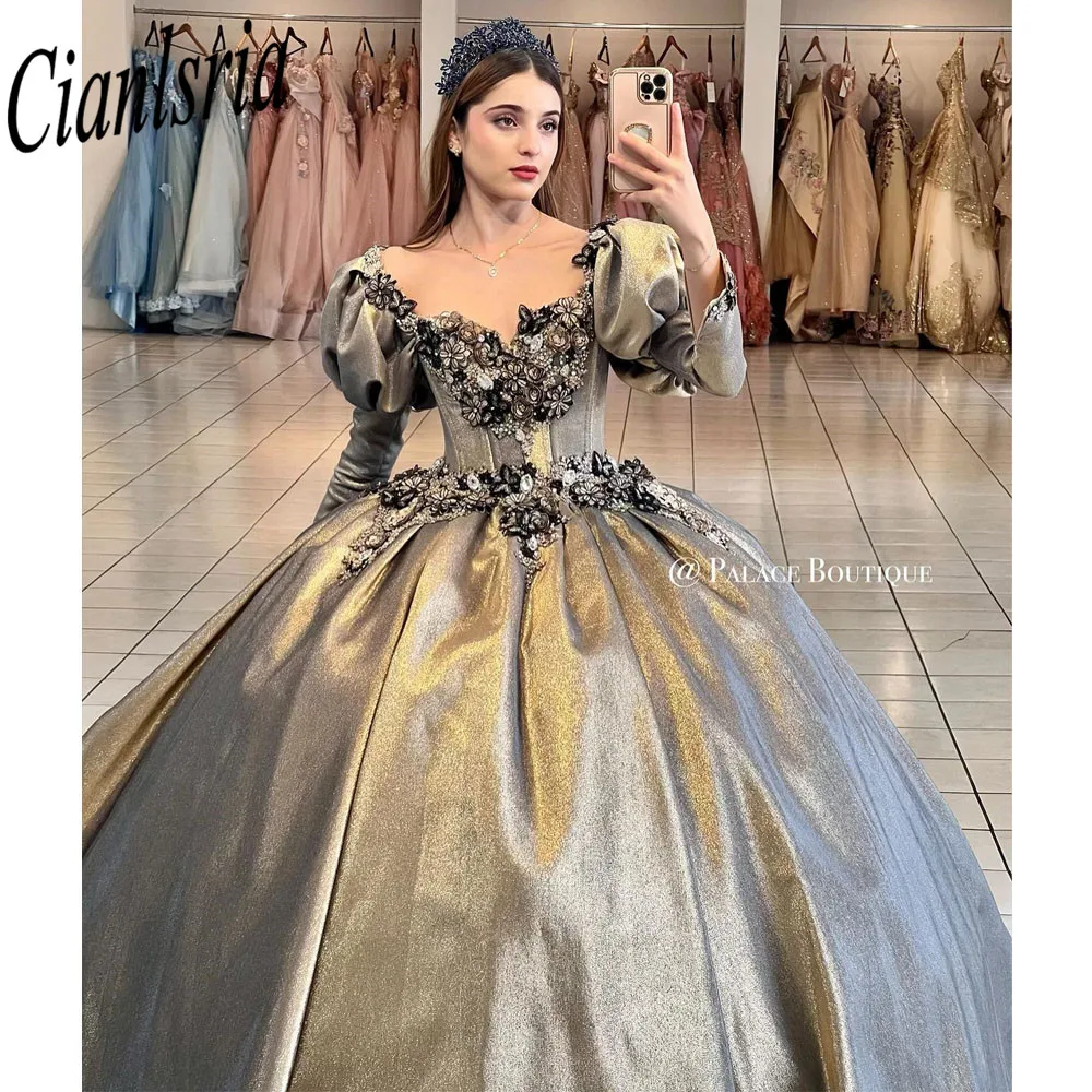 Silber Quince anera Kleider 2024 xv Ballkleid Roségold Spitze Applikation Prinzessin süß 16 Kleid Geburtstags feier Vestido de 15