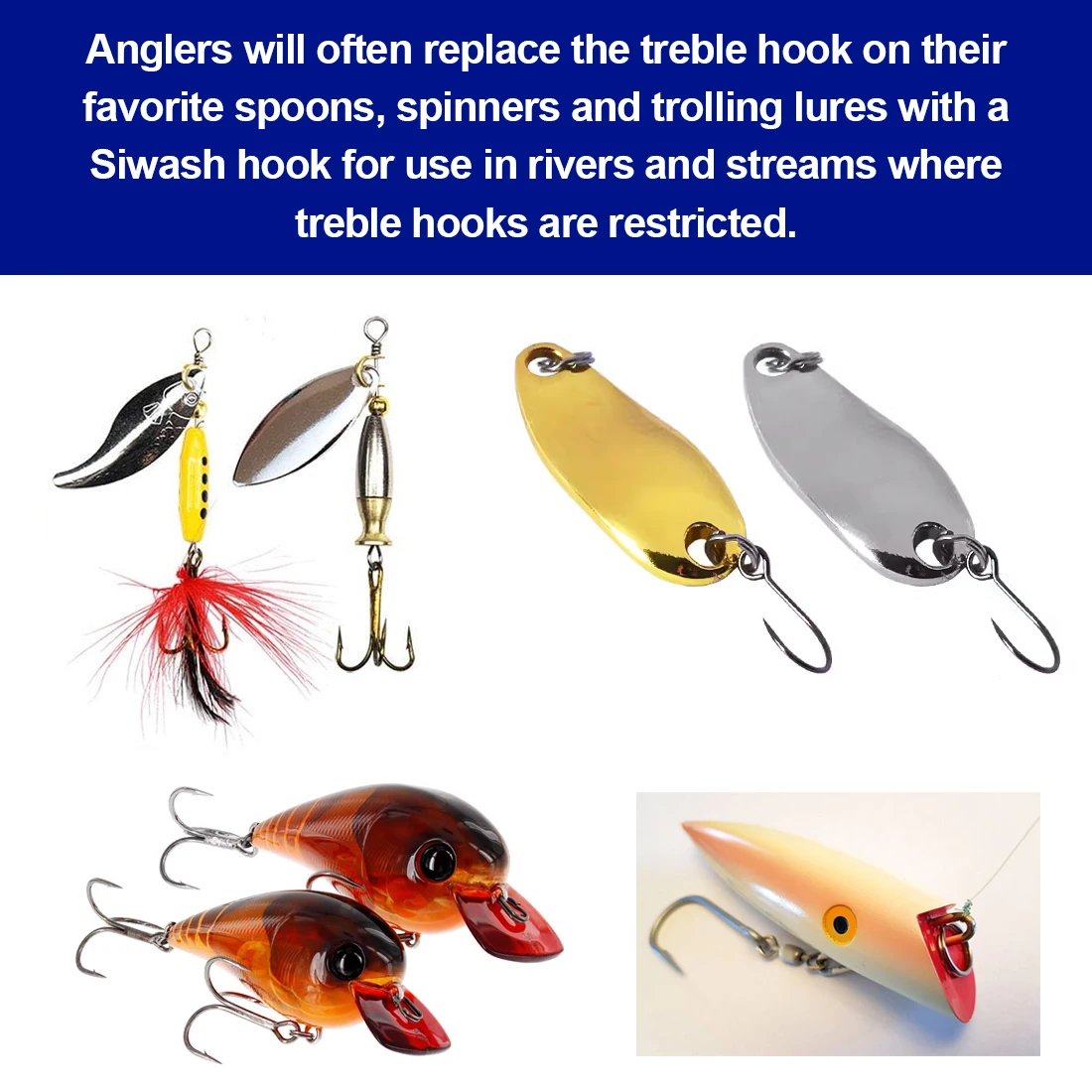 FishTrip 50 قطعة خطاف Siwash خطاف بديل لصيد الأسماك خفيف الوزن لطعوم دوارة وملاعق التصيد طعوم صلبة لـ Walleye Bass