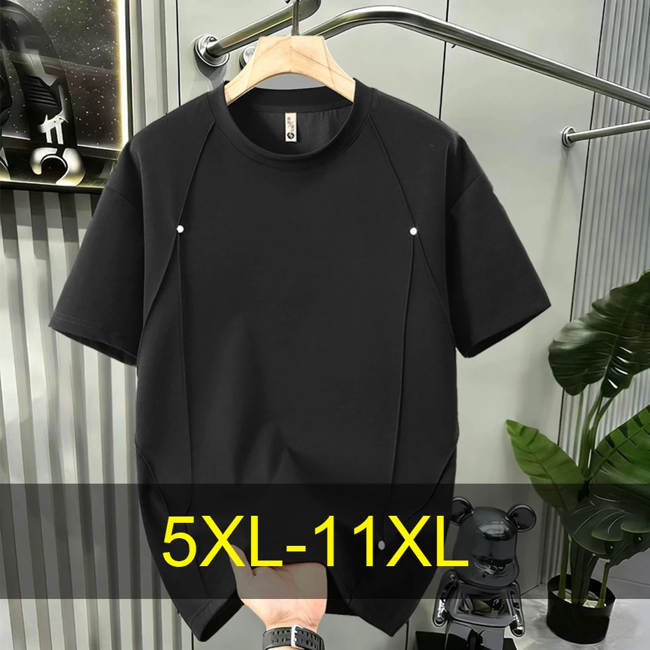 

10XL 11XL Plus Size T-shirt Men Summer Short Sleeve Tshirt Fashion Casual Solid Color T-shirt Male Big Size 10XL